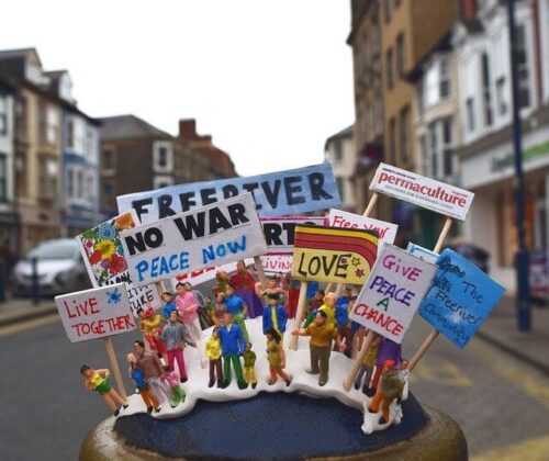 No war signs with little figures